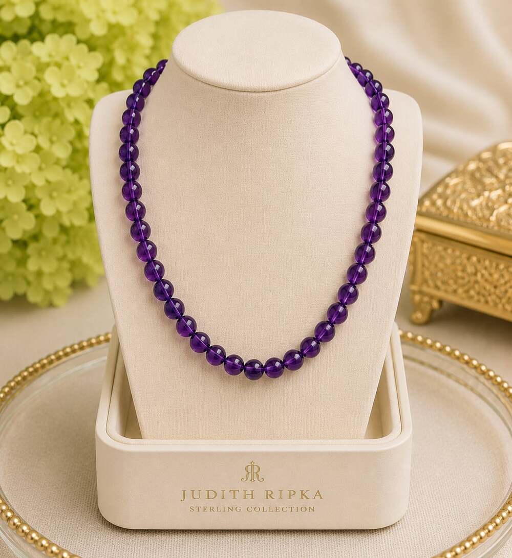 Judith Ripka Amethyst Beaded 17” Necklace with Sterling Silver Clasp
